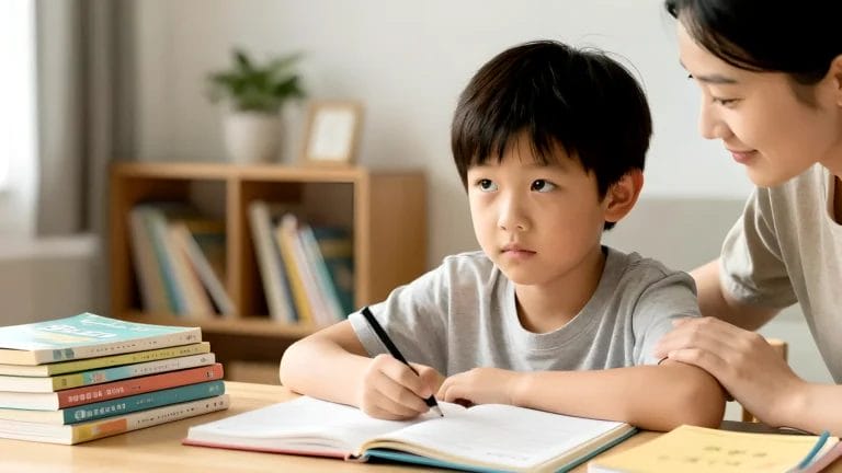 แม่สอนการบ้านแต่เด็กเหมอลอย